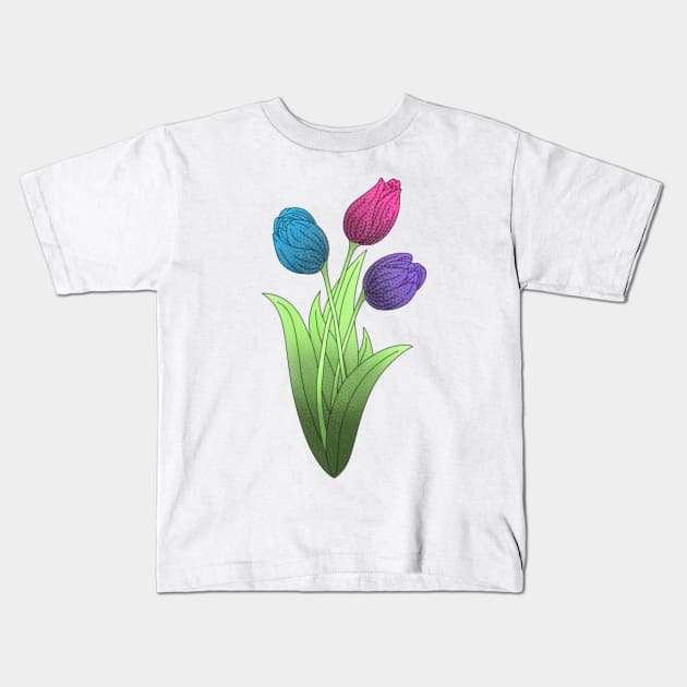 Tulip Flower Spring Polka Dots Pattern Kids T-Shirt by TheEmeraldOwl_byKaitlyn